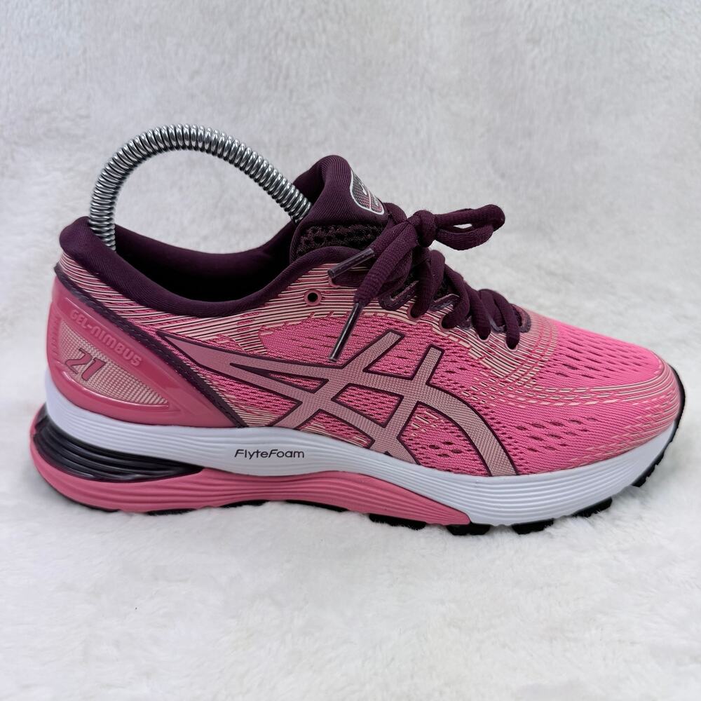 ASICS Gel Nimbus 21 Womens Running Shoes Pink Size 7 FlyteFoam Cushion Shoe